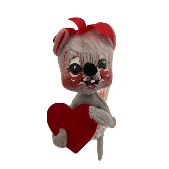 Annalee Valentine's Day Mouse Heart Love 1965 Hand Painted Face Vintage - Picture 2 of 5